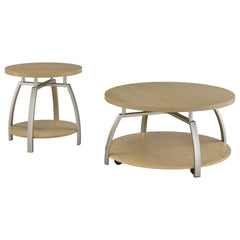 Dacre Greige 2-piece Round Coffee and End Table Set - Ornate Home