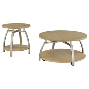 Dacre Greige 2-piece Round Coffee and End Table Set - Ornate Home