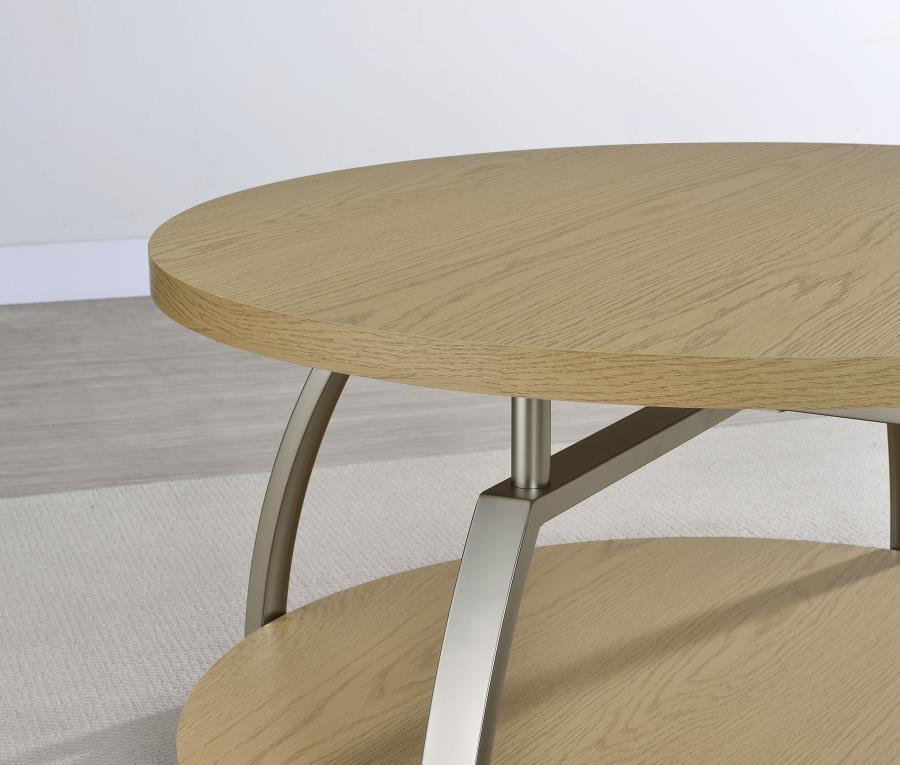Dacre Greige 2-piece Round Coffee and End Table Set - Ornate Home