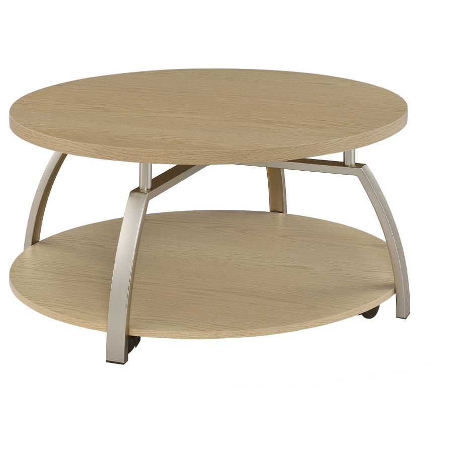 Dacre Greige 2-piece Round Coffee and End Table Set - Ornate Home