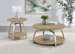 Dacre Greige Round Engineered Wood Top Coffee Table - Ornate Home