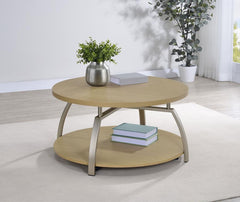 Dacre Greige Round Engineered Wood Top Coffee Table - Ornate Home