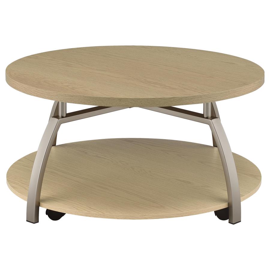 Dacre Greige Round Engineered Wood Top Coffee Table - Ornate Home