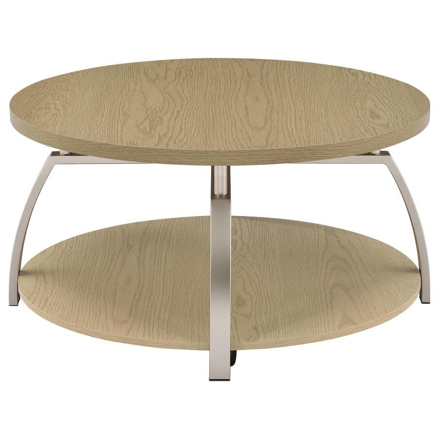 Dacre Greige Round Engineered Wood Top Coffee Table - Ornate Home