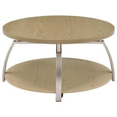 Dacre Greige Round Engineered Wood Top Coffee Table - Ornate Home