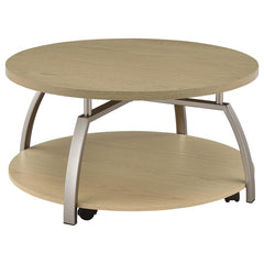 Dacre Greige Round Engineered Wood Top Coffee Table - Ornate Home