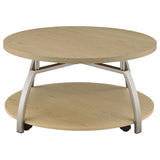 Dacre Greige Round Engineered Wood Top Coffee Table - Ornate Home