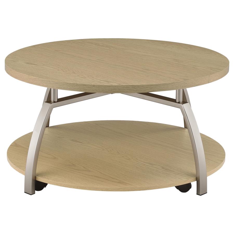 Dacre Greige Round Engineered Wood Top Coffee Table - Ornate Home
