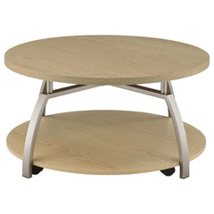 Dacre Greige Round Engineered Wood Top Coffee Table - Ornate Home