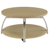 Dacre Greige Round Engineered Wood Top Coffee Table - Ornate Home