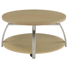 Dacre Greige Round Engineered Wood Top Coffee Table - Ornate Home
