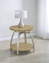Dacre Greige Round Engineered Wood Top Side End Table - Ornate Home