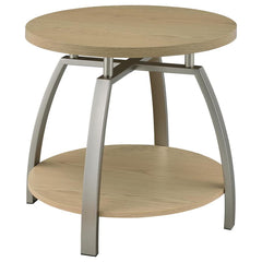 Dacre Greige Round Engineered Wood Top Side End Table - Ornate Home