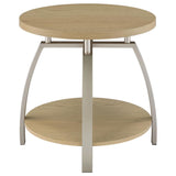 Dacre Greige Round Engineered Wood Top Side End Table - Ornate Home
