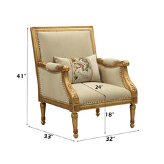 Daesha Accent Chair in Tan Flannel & Antique Gold - Ornate Home
