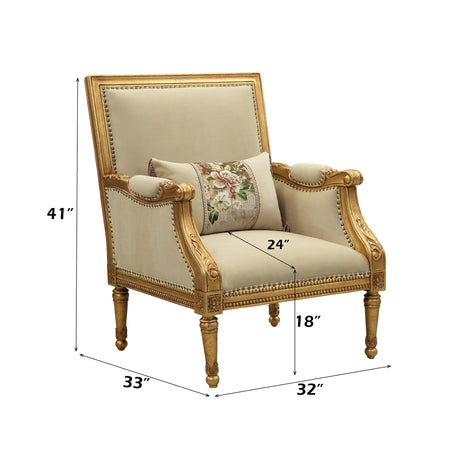 Daesha Accent Chair in Tan Flannel & Antique Gold - Ornate Home