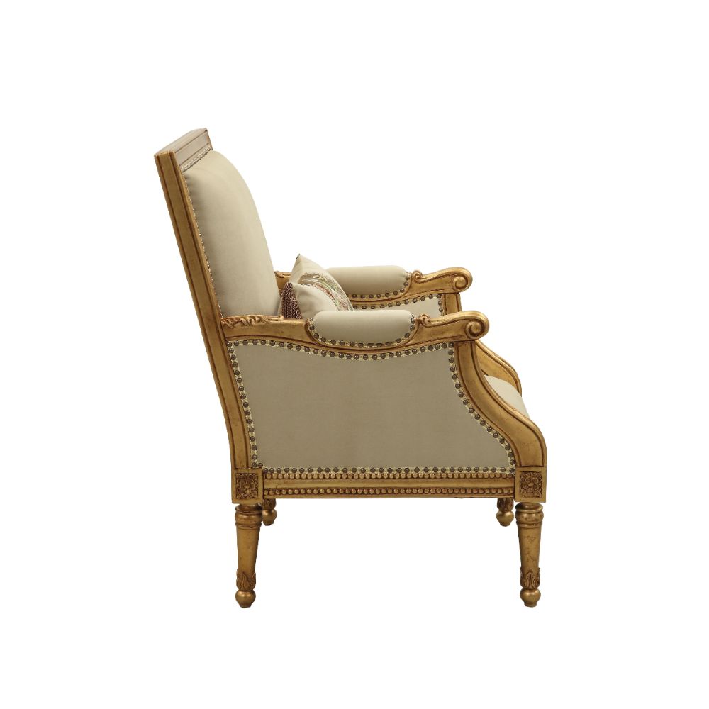 Daesha Accent Chair in Tan Flannel & Antique Gold - Ornate Home