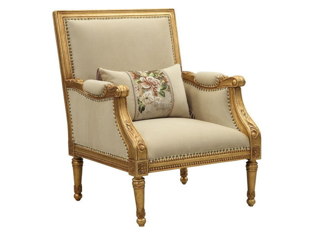 Daesha Accent Chair in Tan Flannel & Antique Gold - Ornate Home