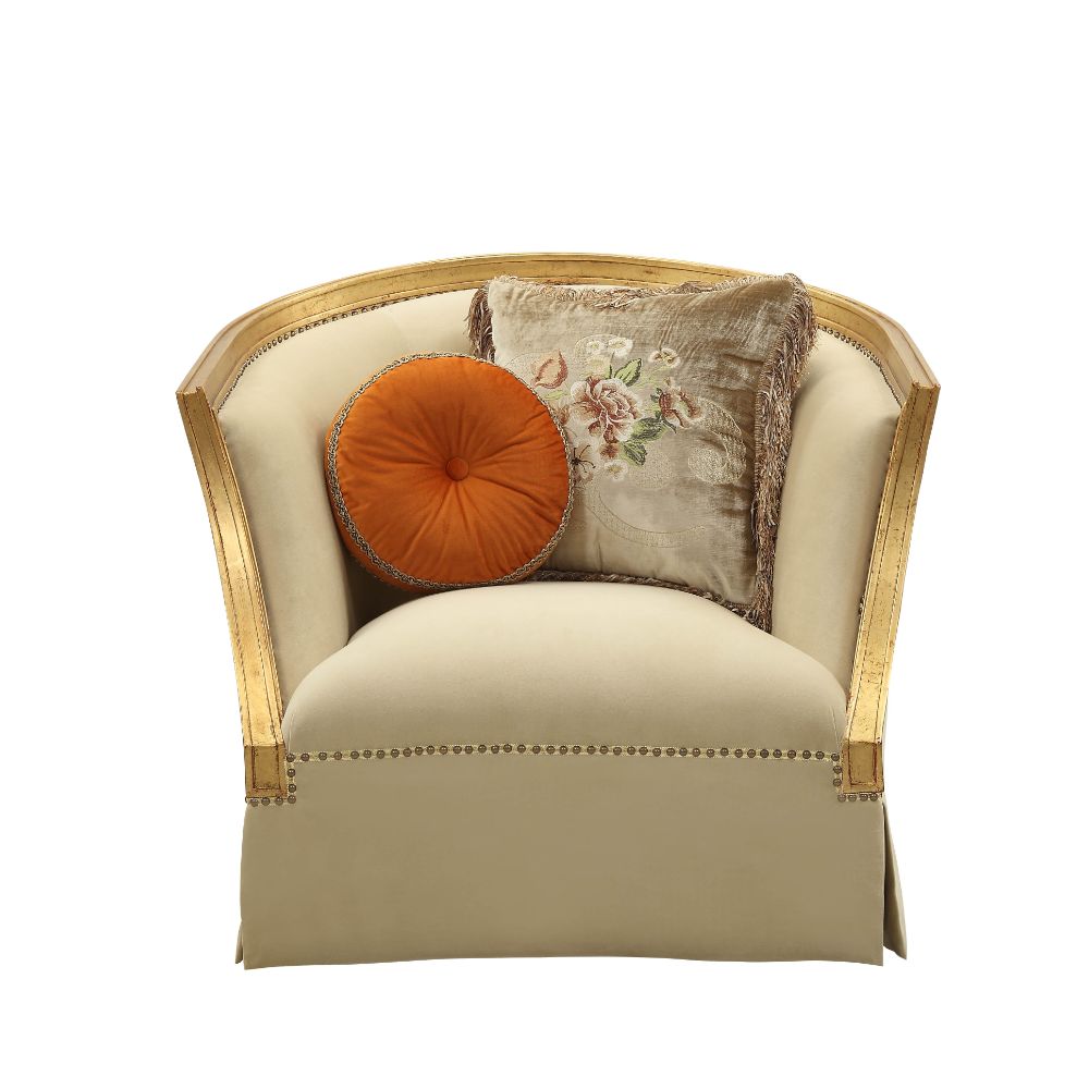 Daesha Chair in Tan Flannel & Antique Gold - Ornate Home