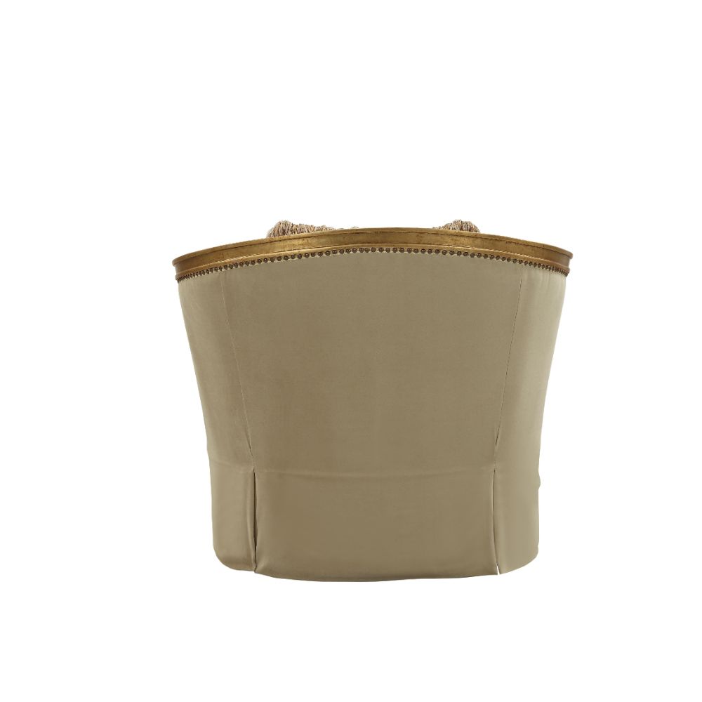 Daesha Chair in Tan Flannel & Antique Gold - Ornate Home