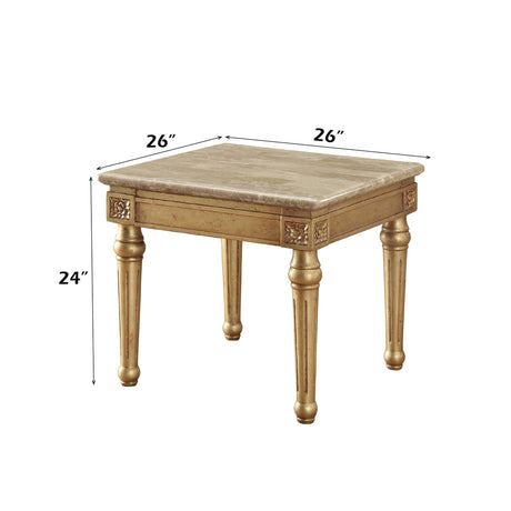 Daesha End Table in Marble/Antique Gold - Ornate Home