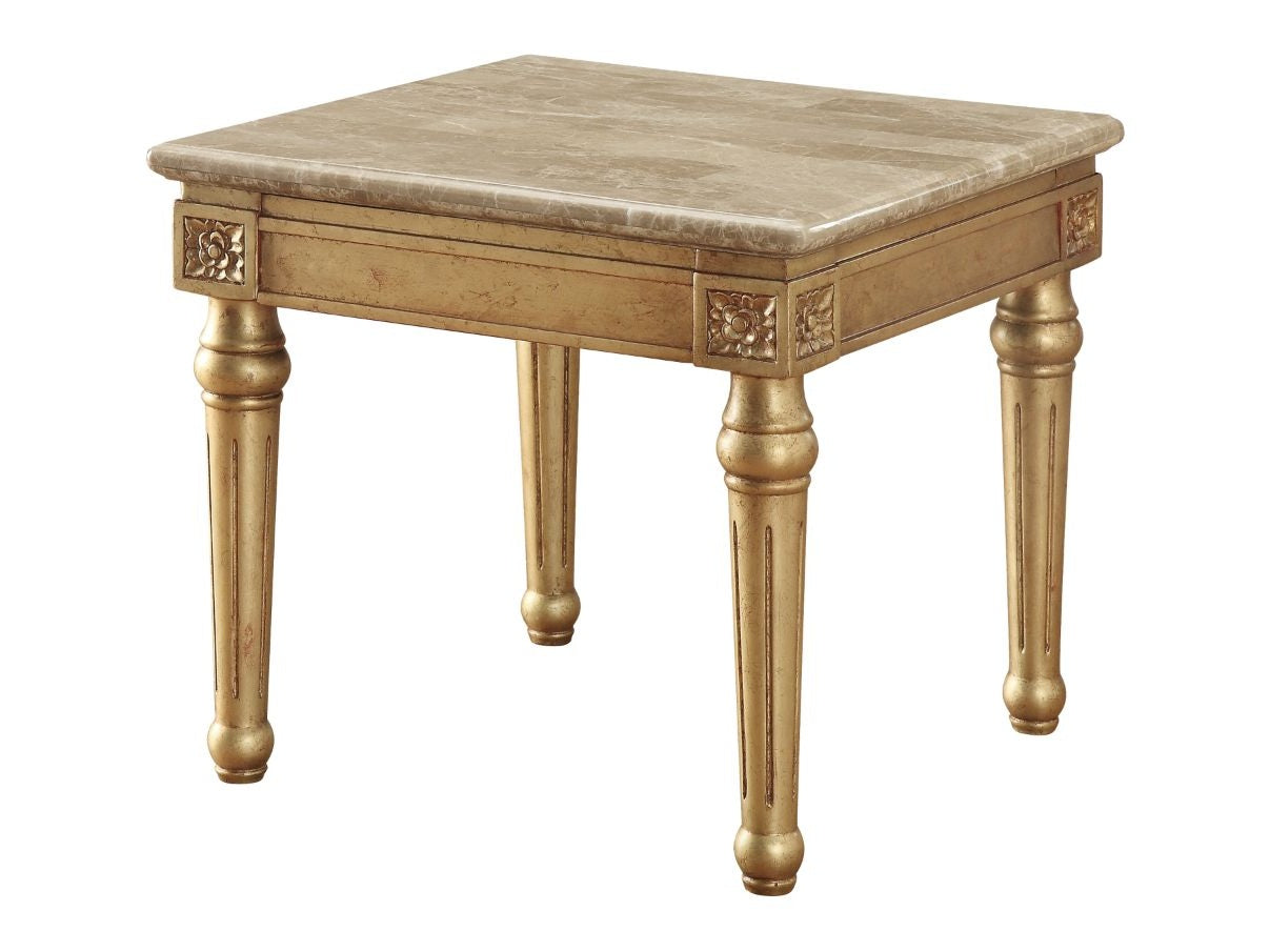 Daesha End Table in Marble/Antique Gold - Ornate Home