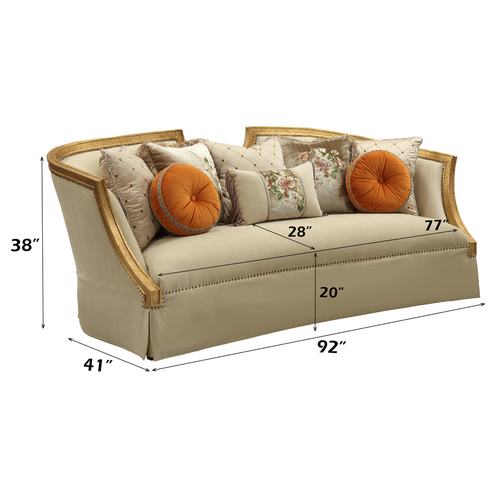Daesha Sofa in Tan Flannel & Antique Gold - Ornate Home