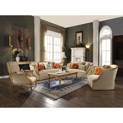 Daesha Sofa in Tan Flannel & Antique Gold - Ornate Home