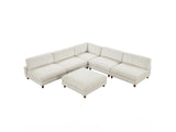 Dagenham Beige Sectional 5 Piece With Ottoman - Ornate Home