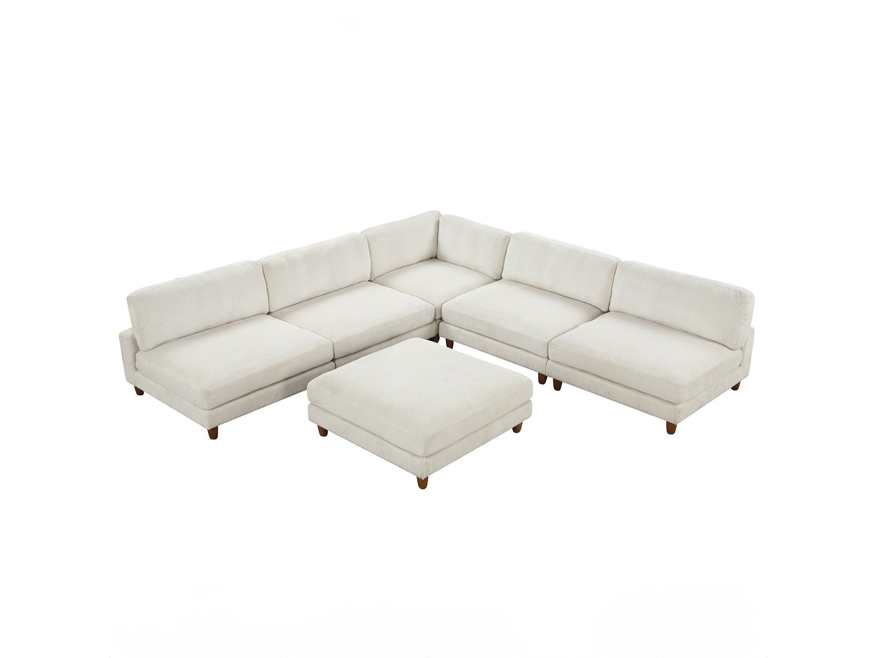 Dagenham Beige Sectional 5 Piece With Ottoman - Ornate Home