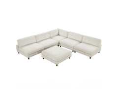 Dagenham Beige Sectional 5 Piece With Ottoman - Ornate Home