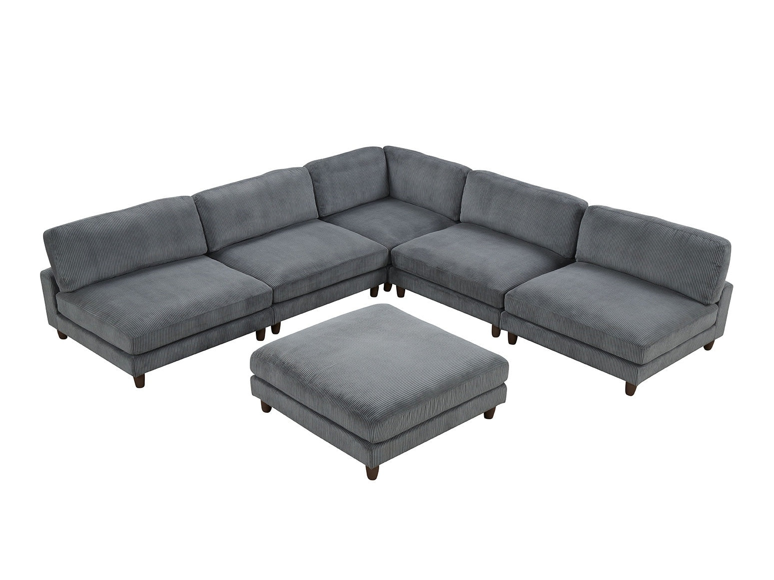 Dagenham Gray Sectional 5 Piece With Ottoman - Ornate Home