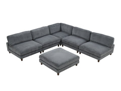 Dagenham Gray Sectional 5 Piece With Ottoman - Ornate Home