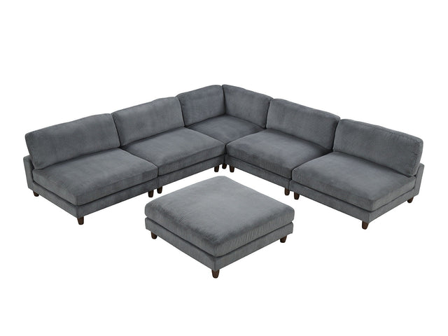 Dagenham Gray Sectional 5 Piece With Ottoman - Ornate Home