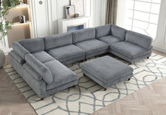 Dagenham Gray Sectional 6 Piece With Ottoman - Ornate Home