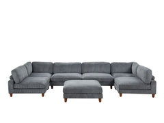 Dagenham Gray Sectional 6 Piece With Ottoman - Ornate Home