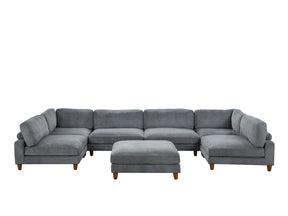 Dagenham Gray Sectional 6 Piece With Ottoman - Ornate Home