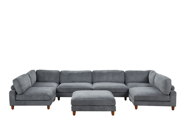 Dagenham Gray Sectional 6 Piece With Ottoman - Ornate Home