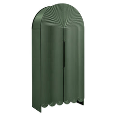 Dahlia Hunter Green 78 Inch Fluted and Scalloped Arched Storage Cabinet - Ornate Home
