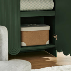 Dahlia Hunter Green 78 Inch Fluted and Scalloped Arched Storage Cabinet - Ornate Home