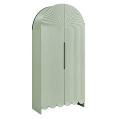Dahlia Sage 78 Inch Fluted and Scalloped Arched Storage Cabinet - Ornate Home