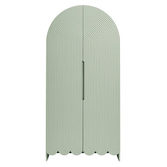Dahlia Sage 78 Inch Fluted and Scalloped Arched Storage Cabinet - Ornate Home