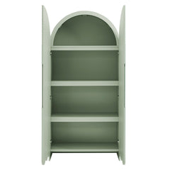 Dahlia Sage 78 Inch Fluted and Scalloped Arched Storage Cabinet - Ornate Home