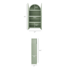 Dahlia Sage 78 Inch Fluted and Scalloped Arched Storage Cabinet - Ornate Home