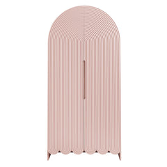 Dahlia Soft Pink 78 Inch Fluted and Scalloped Arched Storage Cabinet - Ornate Home