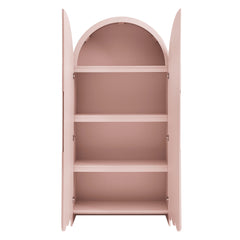 Dahlia Soft Pink 78 Inch Fluted and Scalloped Arched Storage Cabinet - Ornate Home