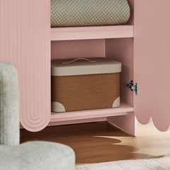 Dahlia Soft Pink 78 Inch Fluted and Scalloped Arched Storage Cabinet - Ornate Home
