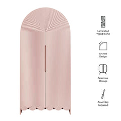 Dahlia Soft Pink 78 Inch Fluted and Scalloped Arched Storage Cabinet - Ornate Home