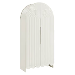 Dahlia White 78 Inch Fluted and Scalloped Arched Storage Cabinet - Ornate Home