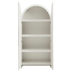 Dahlia White 78 Inch Fluted and Scalloped Arched Storage Cabinet - Ornate Home